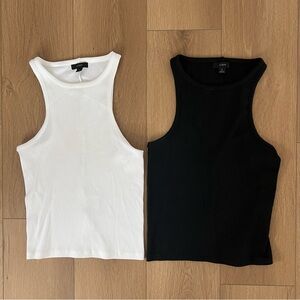 2 J.Crew Women's Black and White Racerback Tank Tops